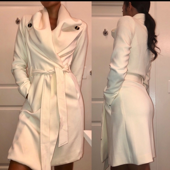 Forever 21 Jackets & Blazers - Cream Contemporary Wrap Coat L